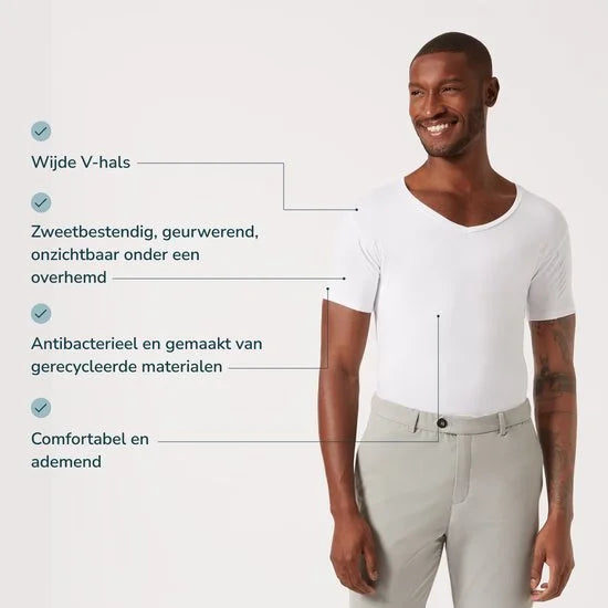 LABFRESH zweetbestendig ondershirt - antibacterieel, geurwerend, onzichtbaar, Gerecycled Bio-materiaal.