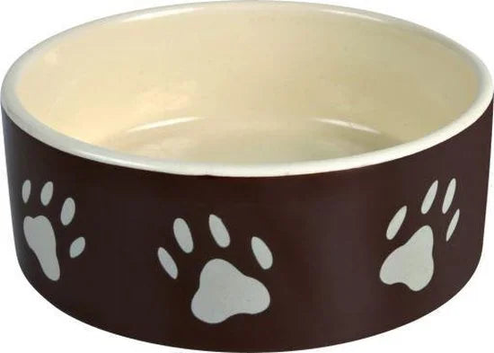 TRIXIE VOERBAK POOTMOTIEF KERAMIEK BRUIN / TAUPE