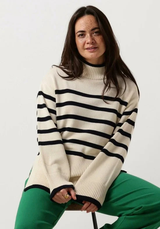 Minus Leonie Turtleneck Knit Pullover Truien & vesten Dames - Sweater - Hoodie - Vest- Ecru - Maat L