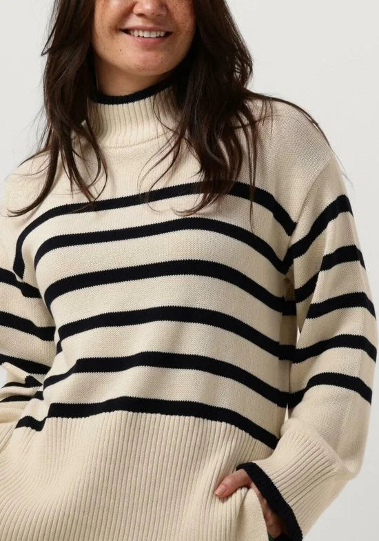 Minus Leonie Turtleneck Knit Pullover Truien & vesten Dames - Sweater - Hoodie - Vest- Ecru - Maat L