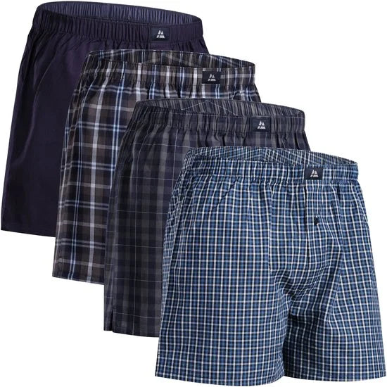 DANISH ENDURANCE Losse Boxershorts Biologisch Katoen Heren Ondergoed - knoopgulp - 4 of 6 pack - Blauw Grijs Mix - Maat L