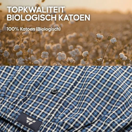 DANISH ENDURANCE Losse Boxershorts Biologisch Katoen Heren Ondergoed - knoopgulp - 4 of 6 pack - Blauw Grijs Mix - Maat L