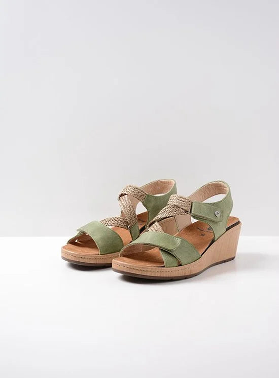 Wolky Sandalen La Jolla olijfgroen leer