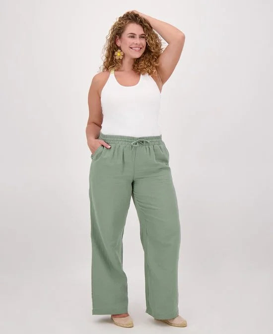 Groene Broek/Pantalon van Je m'appelle - Dames - Plus Size - 46 - 4 maten beschikbaar