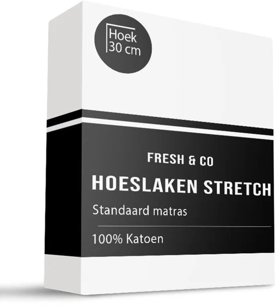 Fresh & Co Comfort Hoeslaken - Wit - 190x200 cm - Jersey Stretch