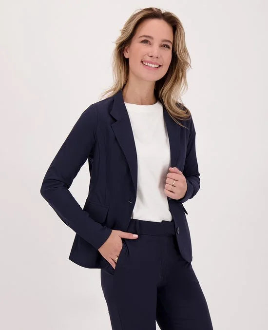 Blauwe Blazer van Je m'appelle - Dames - Travelstof - Maat M - 6 maten beschikbaar