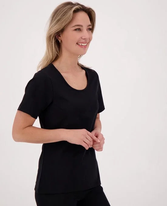 T-shirt Zwart van Je m'appelle - Dames Travelstof- Maat XXL