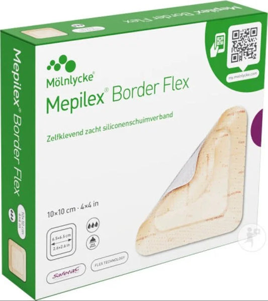 Mepilex Border Flex - 10x10- Zelfklevend - siliconenschuimverband - 9 stuks