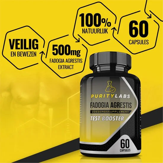 PurityLabs Fadoga Agrestis - 500mg - 60 Capsules - Hoog Gedoseerd - Testosterone Capsules - Hoge Kwaliteit - Halal & Vegan - Libido Mannen