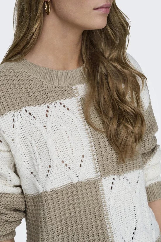 Jacqueline de Yong Trui Jdyjusty L/s Mix Structure Pullover 15276930 Cement/cement Dames Maat - M