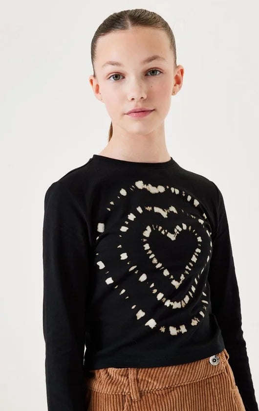 GARCIA Meisjes Chest print T-shirt Zwart Long mouw - Maat 140/146