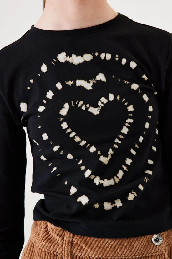 GARCIA Meisjes Chest print T-shirt Zwart Long mouw - Maat 140/146
