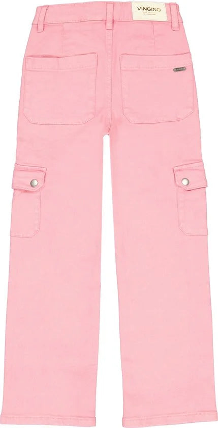 Vingino Cato Cargo Jeans Meisjes - Broek - Roze - Maat 158