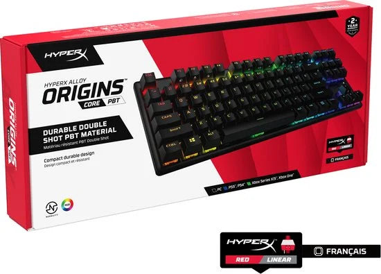 HyperX Alloy Origins Core PBT - Mechanisch Gaming Toetsenbord - HyperX Red Switch - Qwerty