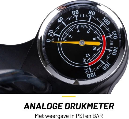 Dunlop Fietspomp met Drukmeter - Fiets Pomp voor Dunlop, Schrader en Frans Ventiel - Staande Pomp Incl. Adaptoren voor Waterspeelgoed en Ballen - Ook