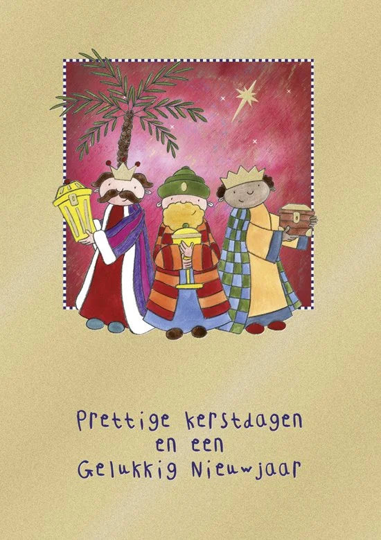 Kaarten - Kerst - Hangpak - De 3 koningen goud - 10st. - HPK.1035