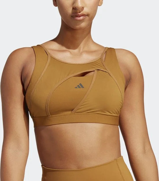 adidas Performance Powerimpact Luxe Medium-Support Beha - Dames - Bruin- L D-DD
