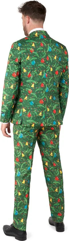 Suitmeister Christmas Green met lichtjes - Mannen Kerst Kostuum - Kerstpak - Kerst - Groen - Maat M