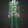 Suitmeister Christmas Green met lichtjes - Mannen Kerst Kostuum - Kerstpak - Kerst - Groen - Maat M