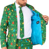 Suitmeister Christmas Green met lichtjes - Mannen Kerst Kostuum - Kerstpak - Kerst - Groen - Maat M
