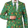 Suitmeister Christmas Green met lichtjes - Mannen Kerst Kostuum - Kerstpak - Kerst - Groen - Maat M