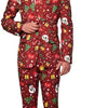 Suitmeister Christmas Red Icons met lichtjes- Verkleedpak - Heren Kerstpak - Kerst Outfit - Rood - Maat L