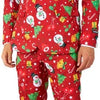 Suitmeister Christmas Red Icons met lichtjes- Verkleedpak - Heren Kerstpak - Kerst Outfit - Rood - Maat L
