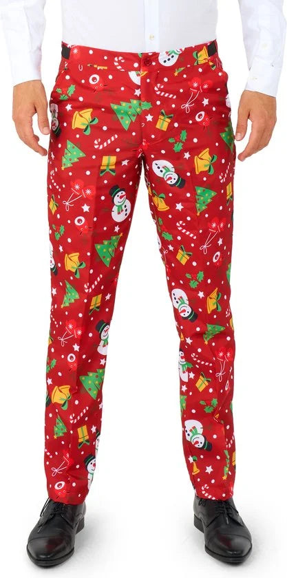 Suitmeister Christmas Red Icons met lichtjes- Verkleedpak - Heren Kerstpak - Kerst Outfit - Rood - Maat L