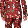 Suitmeister Christmas Red Icons met lichtjes- Verkleedpak - Heren Kerstpak - Kerst Outfit - Rood - Maat L