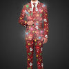 Suitmeister Christmas Red Icons met lichtjes- Verkleedpak - Heren Kerstpak - Kerst Outfit - Rood - Maat L