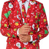 Suitmeister Christmas Red Icons met lichtjes- Verkleedpak - Heren Kerstpak - Kerst Outfit - Rood - Maat L