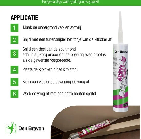 Zwaluw Den Braven 10024201 Acryl-W Acrylaatkit - Bruin - 310ml