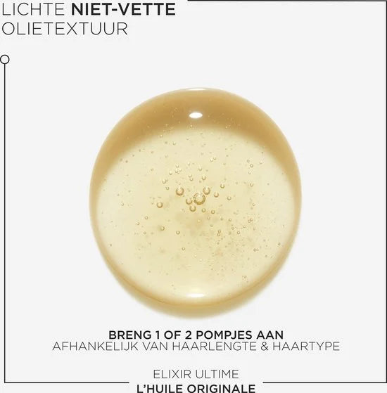 Elixir Ultime L'Huile Originale Navulbaar - Voedende Multifunctionele Haarolie - Hittebeschermende Leave-in Behandeling - Met Camelia & Arg