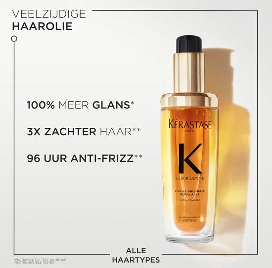 Elixir Ultime L'Huile Originale Navulbaar - Voedende Multifunctionele Haarolie - Hittebeschermende Leave-in Behandeling - Met Camelia & Arg