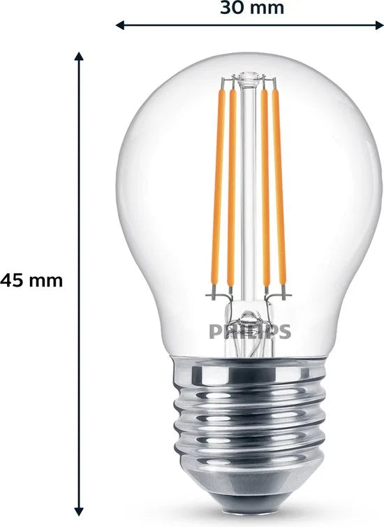 Philips energiezuinige LED Kogellamp Transparant - 40 W - E27 - warmwit licht  - 2 stuks - Bespaar op energiekosten