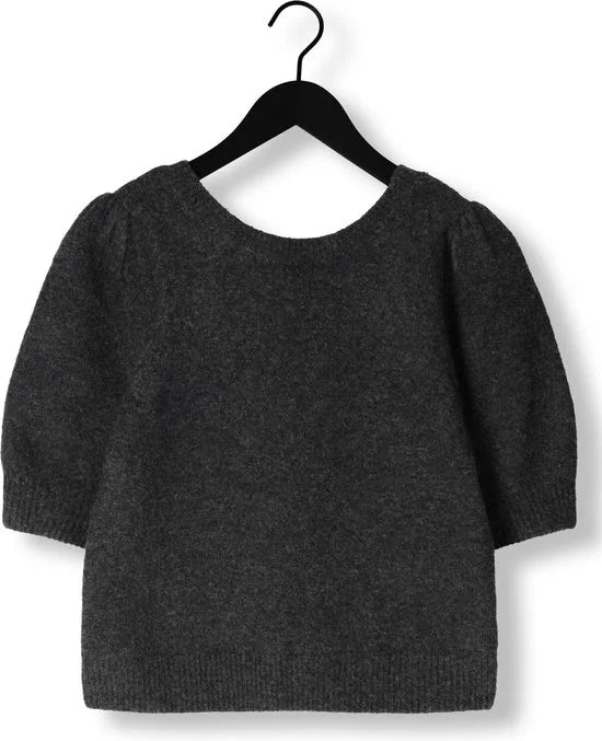 Neo Noir Martha Bow Knit Tee Tops & T-shirts Dames - Shirt - Antraciet - Maat 36