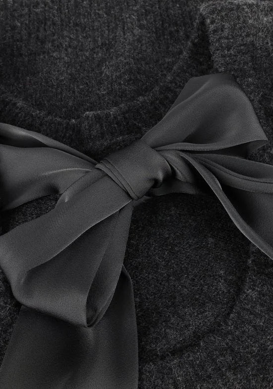 Neo Noir Martha Bow Knit Tee Tops & T-shirts Dames - Shirt - Antraciet - Maat 36