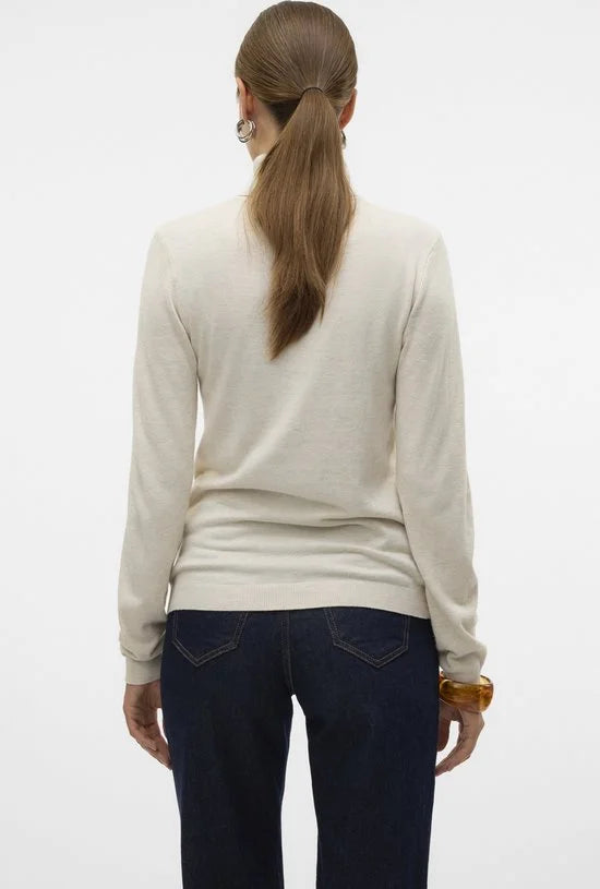 Vero Moda Trui Vmiris Ls Rollneck Pullover Ga Noos 10320450 Birch/w Melange Dames Maat - S