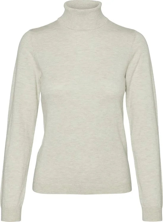 Vero Moda Trui Vmiris Ls Rollneck Pullover Ga Noos 10320450 Birch/w Melange Dames Maat - S