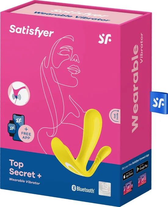 Satisfyer, draagbare Bluetooth vibrator, Top Secret+, 11 cm, met app, 2 motoren, draagbare vibrator