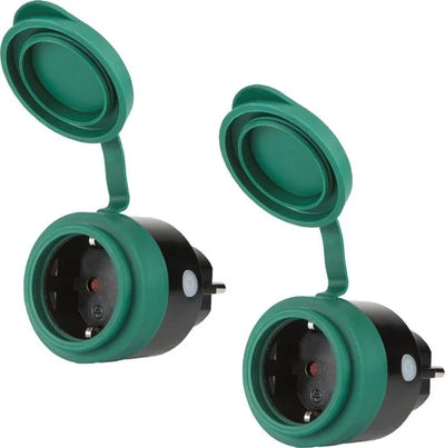 HAS880V2 2x Slimme stekker WiFi plug met digitale timer 16A- Tijdschakelaar - Energie besparing - Werkt met Google Home en Alexa - Voor buiten