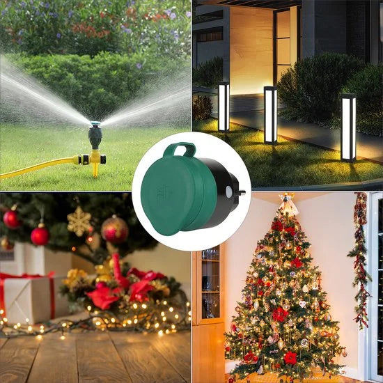 HAS880V2 2x Slimme stekker WiFi plug met digitale timer 16A- Tijdschakelaar - Energie besparing - Werkt met Google Home en Alexa - Voor buiten