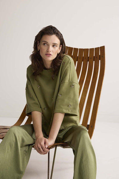 Summum - 3s5107-30656 - Short sleeve embellished sweatshirt