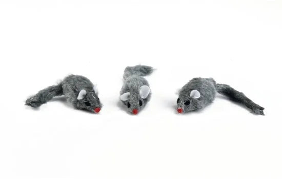 Plush muisje grijs - zakje 3st 5 cm