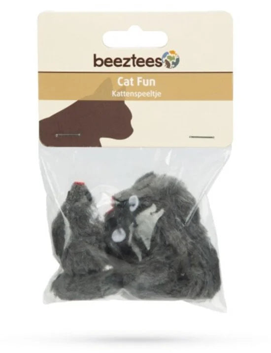 Plush muisje grijs - zakje 3st 5 cm