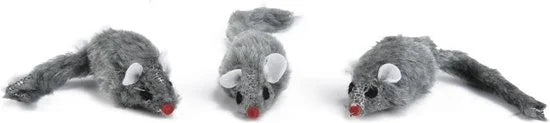 Plush muisje grijs - zakje 3st 5 cm