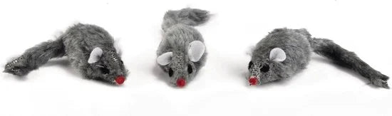 Plush muisje grijs - zakje 3st 5 cm
