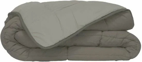 Bedrukt Dekbed Hoesloos Wasbaar Zonder Overtrek Lits Jumeaux - Taupe & Linnen 240x220cm - Taupe bruin - Creme beige