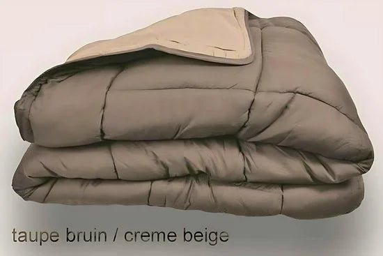 Bedrukt Dekbed Hoesloos Wasbaar Zonder Overtrek Lits Jumeaux - Taupe & Linnen 240x220cm - Taupe bruin - Creme beige