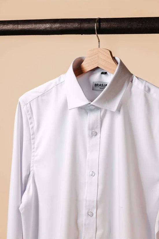 BRASJAS wit overhemd heren - Slim fit - Maat M